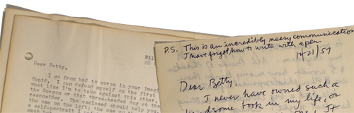 Letters from Flannery O'Connor to Betty Hester. One is typed, and one is handwritten.