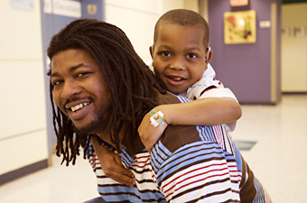 Jalen Fields with his father