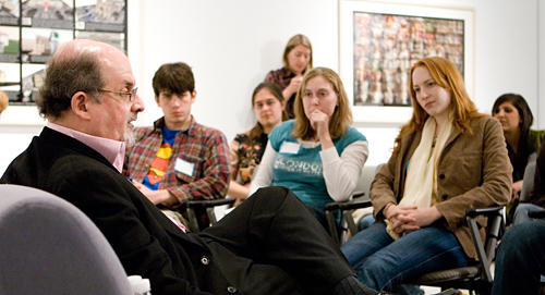 Salman Rushdie talking to Emory students
