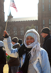 Taharee Jackson on the mall at the inauguration