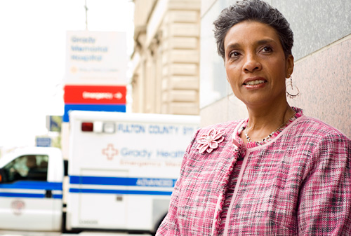 Beverley Martin outside Grady Hospital