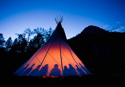 Ceremony inside teepee