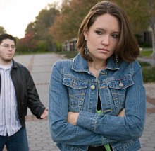Illustration of girl upset with boy