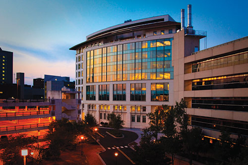 Exterior of building at night