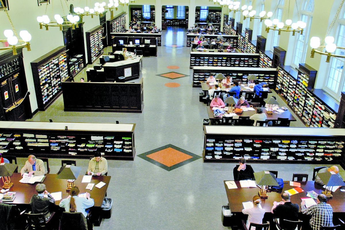 Elevated view of reading room