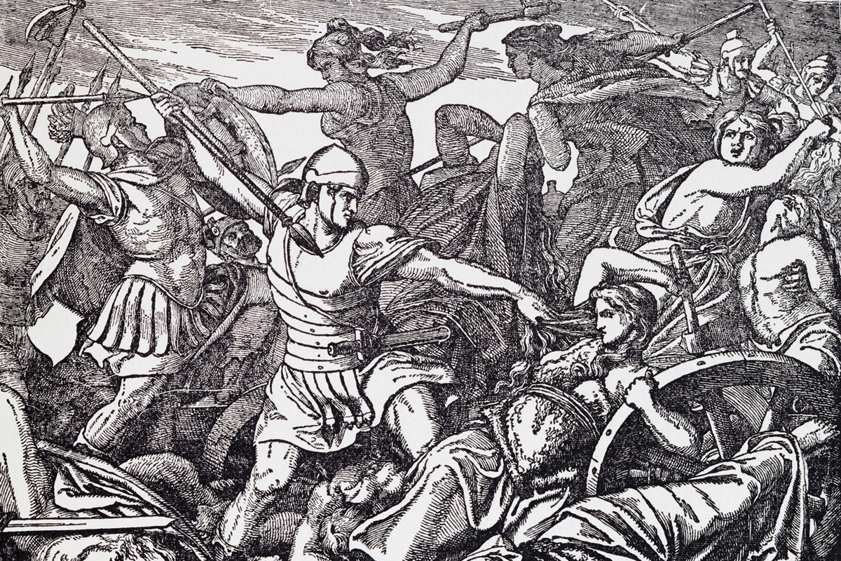 Engraving of ancient battle