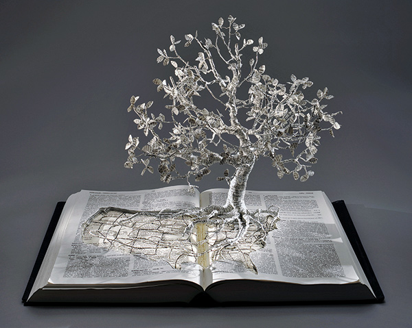 Dictionary of American Regional English sculpted into a map and tree
