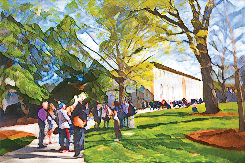 an abstract illustration of Emory's main campus